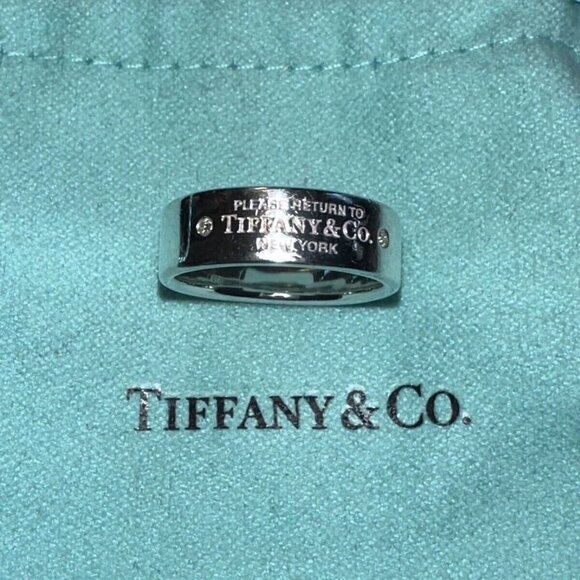 Like New, Authentic Tiffany & Co. Return To Tiffany 2 Diamond Ring Silver Ring - Picture 1 of 5
